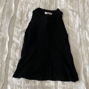 Ribbed high neck black tank top